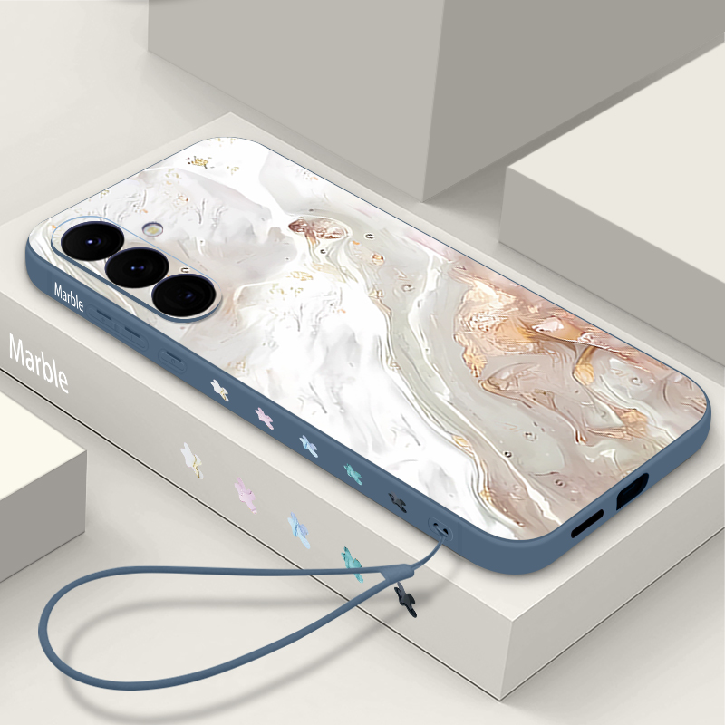 Samsung Galaxy A55 - Marble Print Soft TPU Lanyard Case